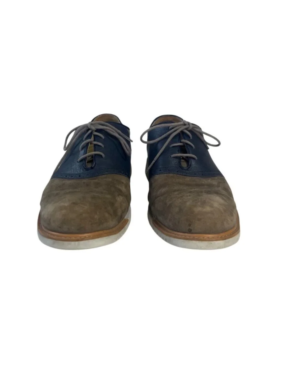 Cole Haan Grand.OS Two Tone Suede Leather Oxfords Shoes 11.5M Mens Brown Blue